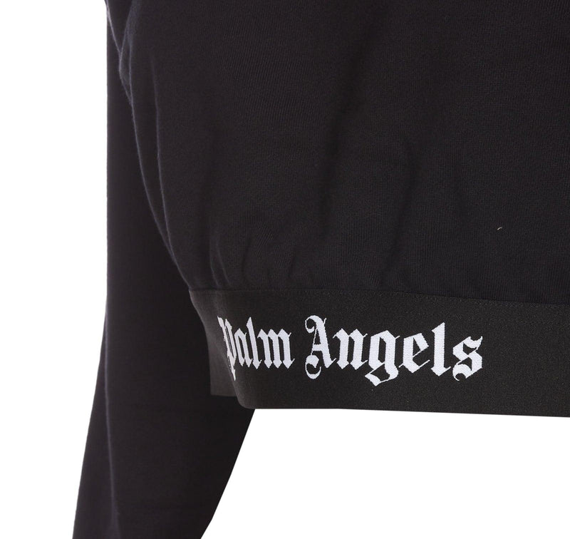 Palm Angels Logo Cropped Zip Hoodie - Women - Piano Luigi