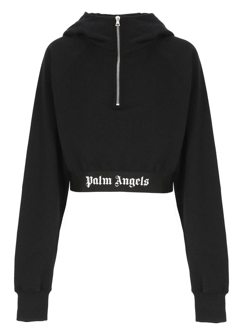 Palm Angels Logo Tape Hoodie - Women - Piano Luigi