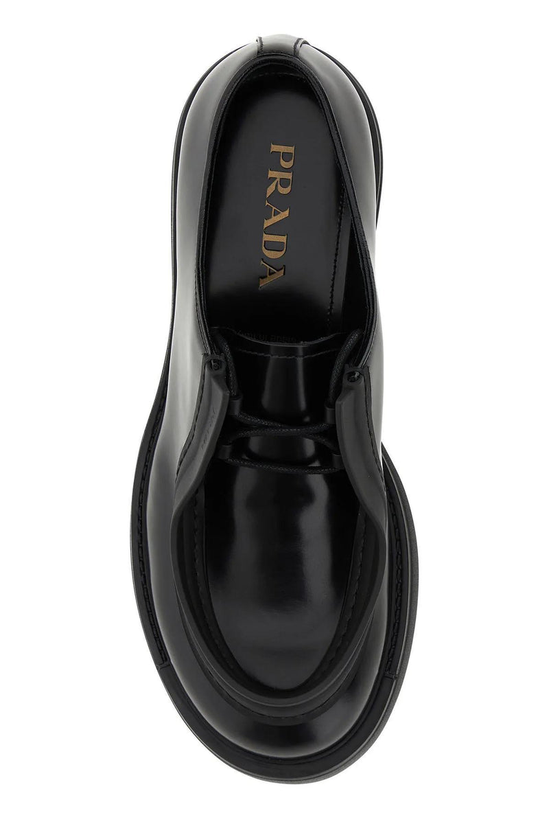 Prada Black Leather Diapason Lace-up Shoes - Men - Piano Luigi