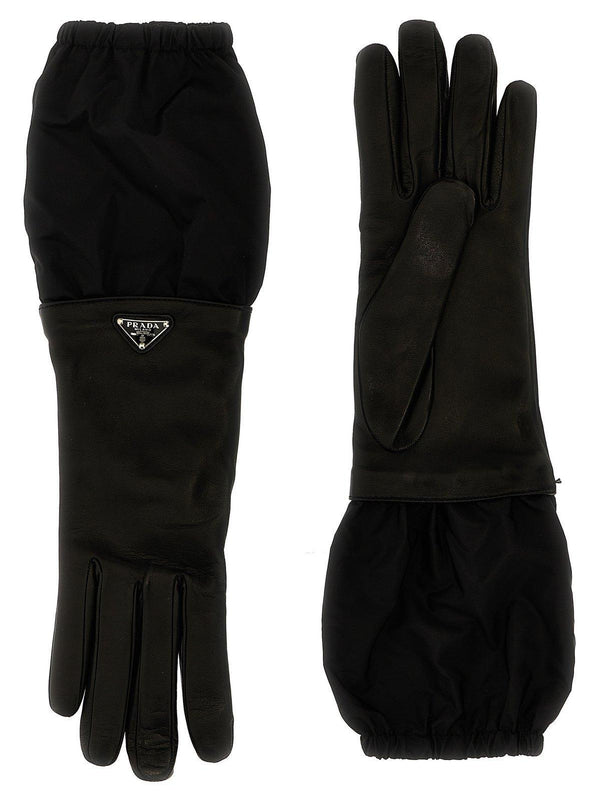 Prada Enamel-logo Panelled Gloves - Women - Piano Luigi