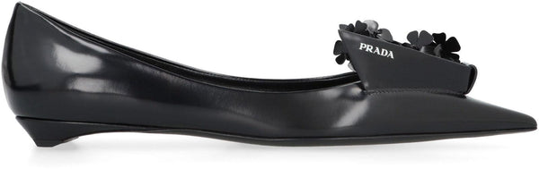 Prada Leather Pointy-toe Ballet Flats - Women - Piano Luigi