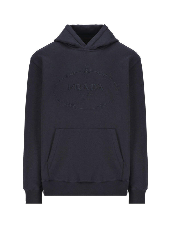 Prada Logo-embroidered Long-sleeved Hoodie - Men - Piano Luigi