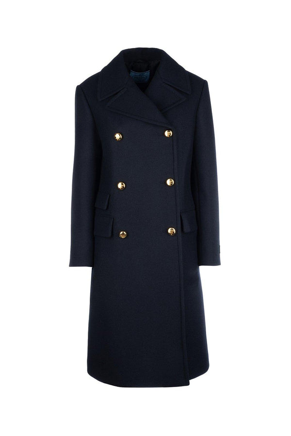 Prada Logo Patch Double-breasted Coat - Women - Piano Luigi