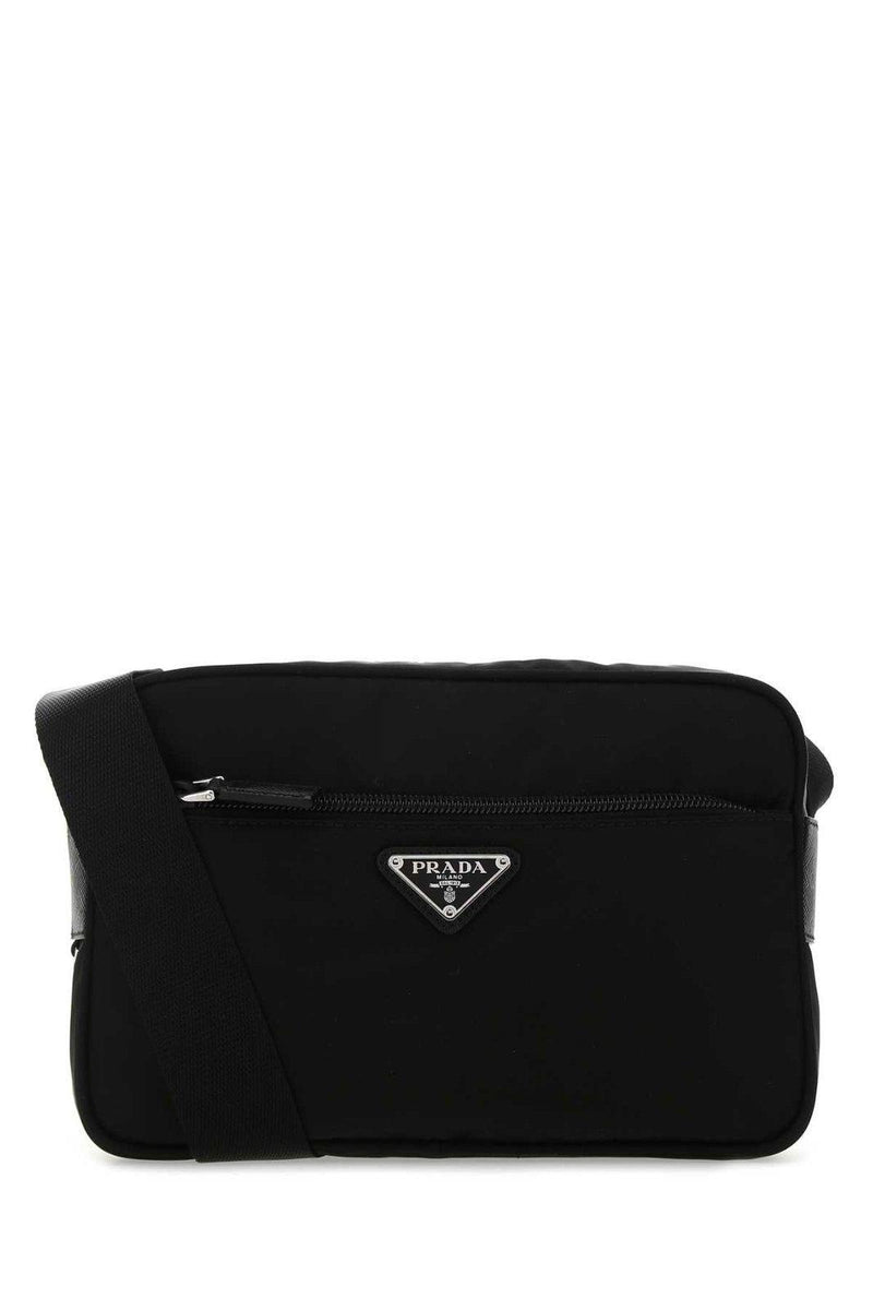 Prada logo plaque top shoulder bag