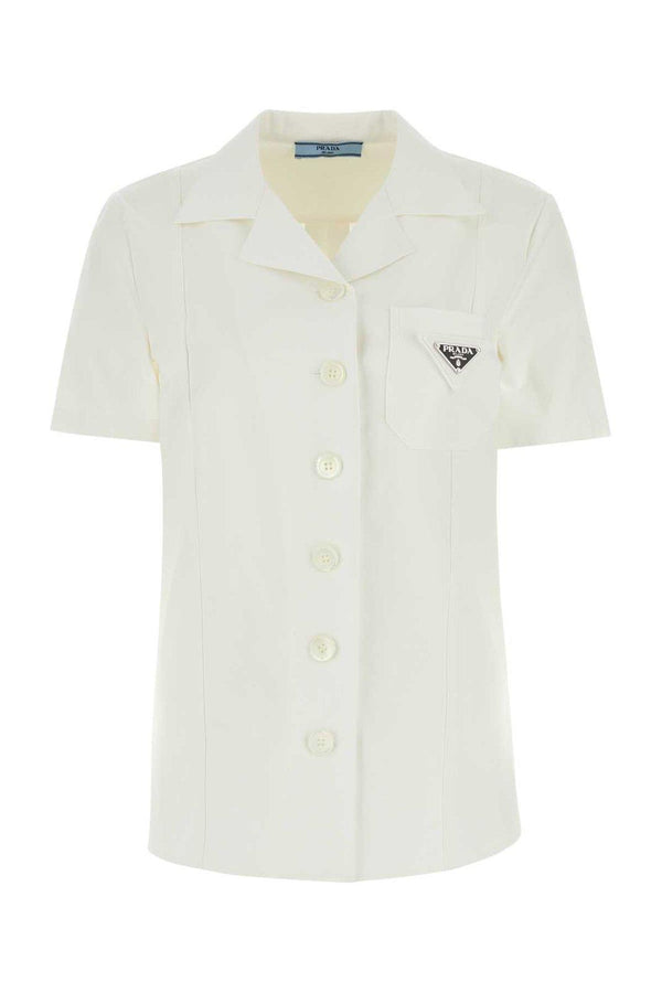 Prada Triangle Logo Plaque Buttoned Overshirt - Women - Piano Luigi