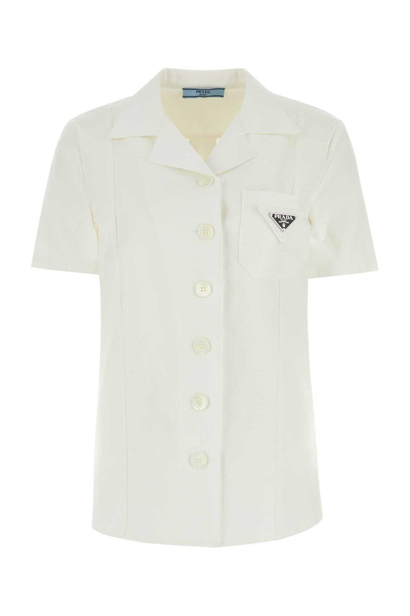 Prada Triangle Logo Plaque Buttoned Overshirt - Women - Piano Luigi