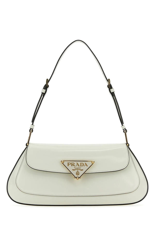 Prada White Leather Shoulder Bag - Women - Piano Luigi