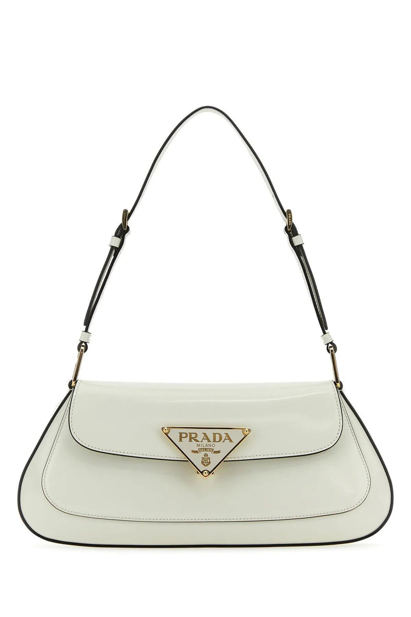 Prada White Leather Shoulder Bag - Women - Piano Luigi