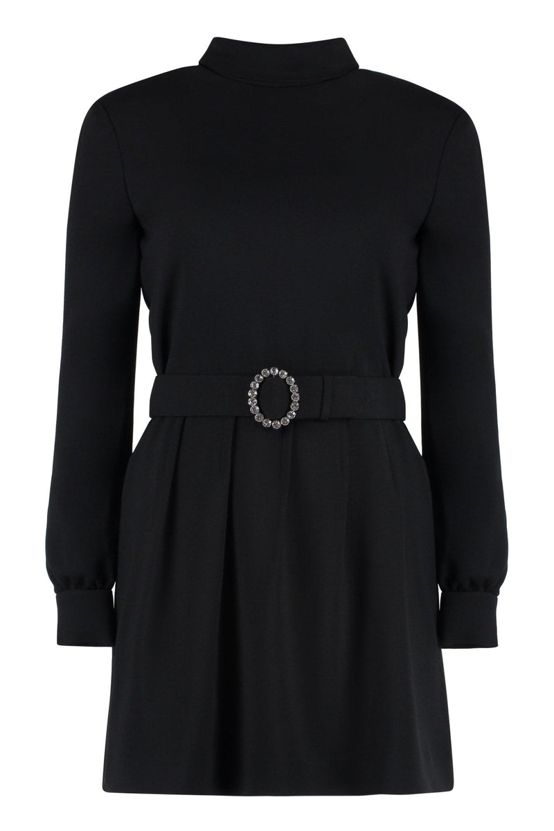 Saint Laurent Belted Crepe Dress - Women - Piano Luigi