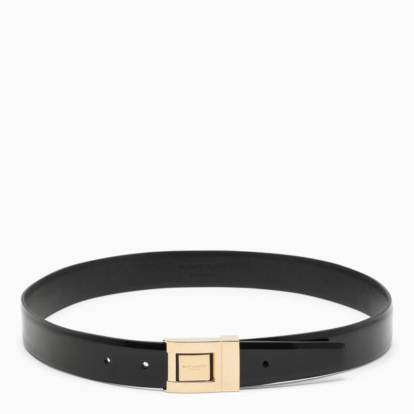 Saint Laurent Black Belt With Gold Buckle - Women - Piano Luigi