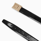 Saint Laurent Black Belt With Gold Buckle - Women - Piano Luigi