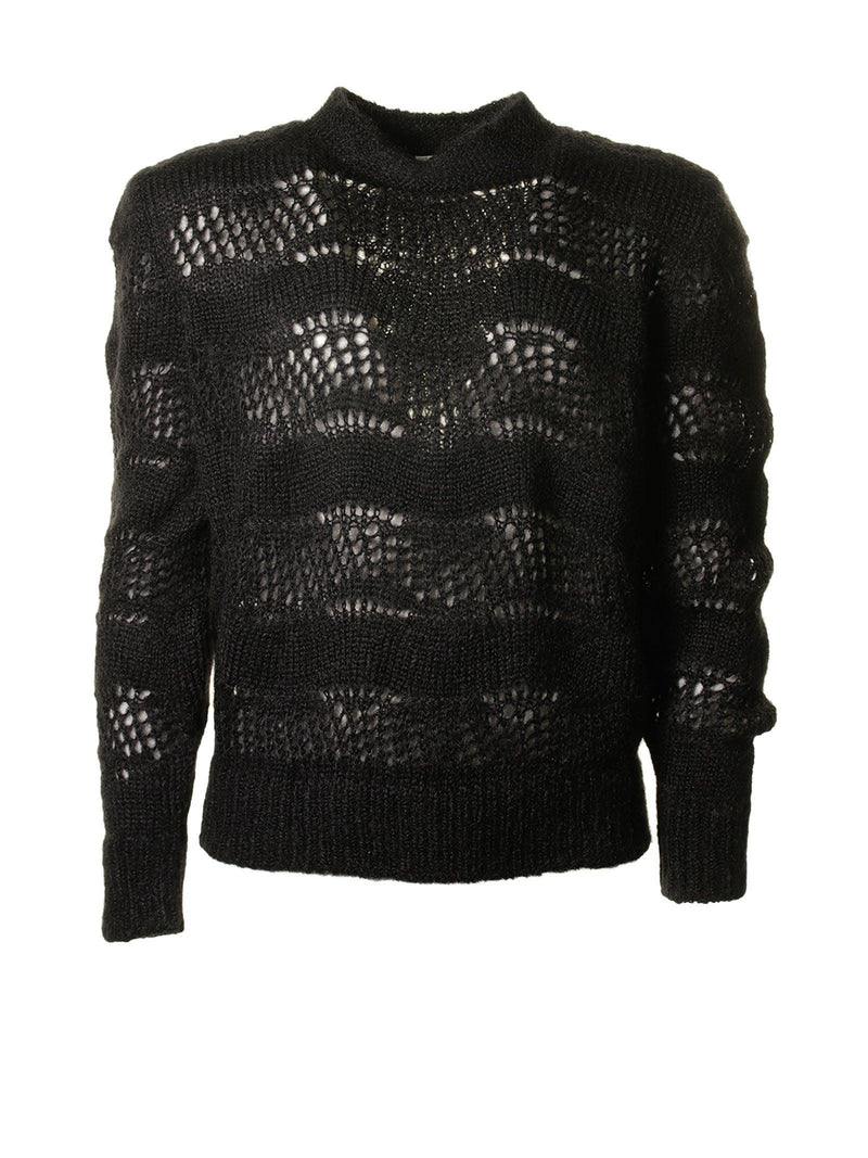 Saint Laurent Black Perforated Crew-neck Sweater - Men - Piano Luigi