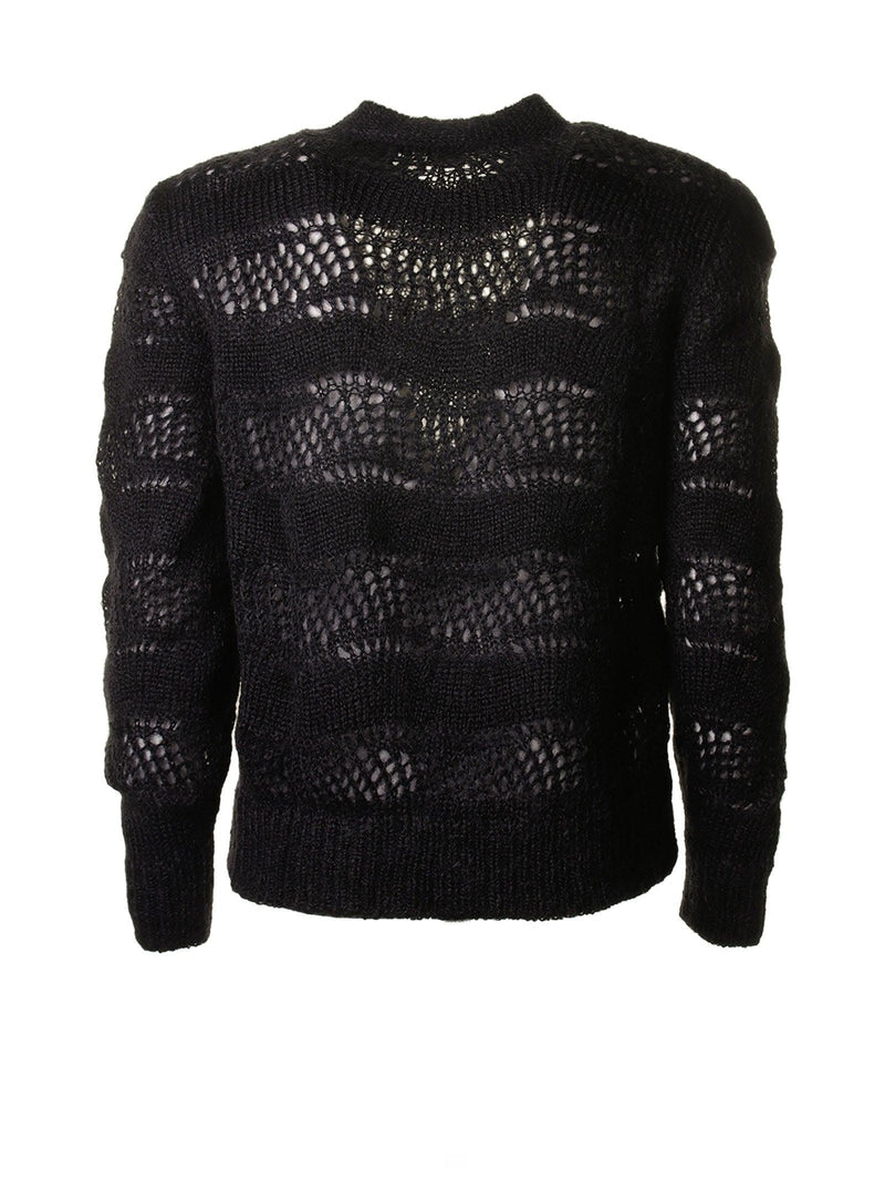 Saint Laurent Black Perforated Crew-neck Sweater - Men - Piano Luigi