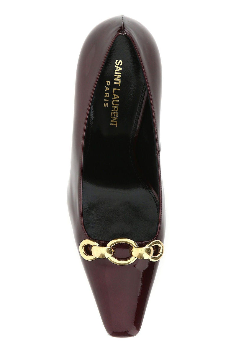 Saint Laurent Burgundy Leather Silvana 110 Pumps - Women - Piano Luigi