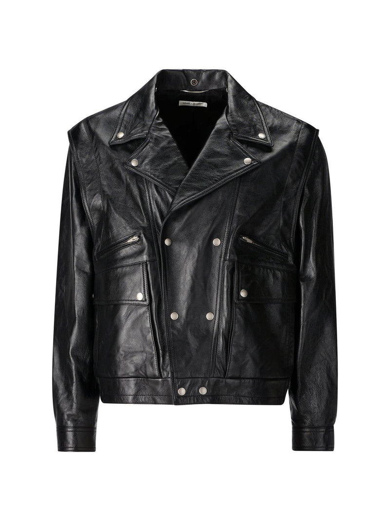 Saint Laurent Crinkled-effect Biker Leather Jacket - Men - Piano Luigi