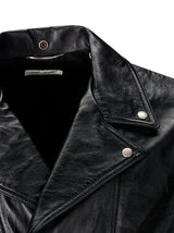 Saint Laurent Crinkled-effect Biker Leather Jacket - Men - Piano Luigi