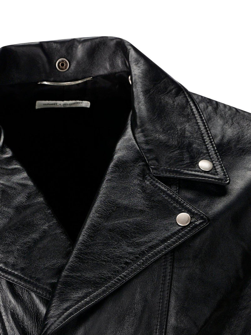 Saint Laurent Crinkled-effect Biker Leather Jacket - Men - Piano Luigi