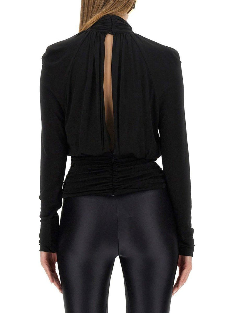 Saint Laurent Cut-out High Neck Top - Women - Piano Luigi