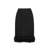 Saint Laurent Feathers Trim Silk Skirt - Women - Piano Luigi