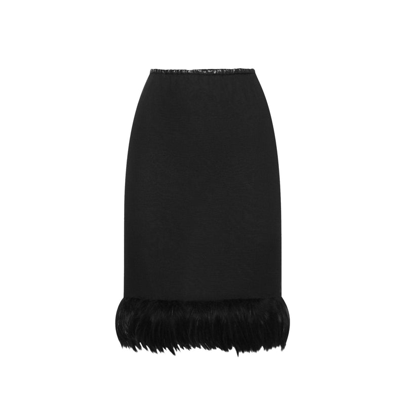 Saint Laurent Feathers Trim Silk Skirt - Women - Piano Luigi