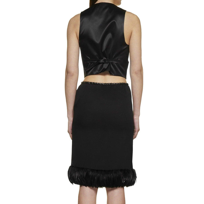 Saint Laurent Feathers Trim Silk Skirt - Women - Piano Luigi