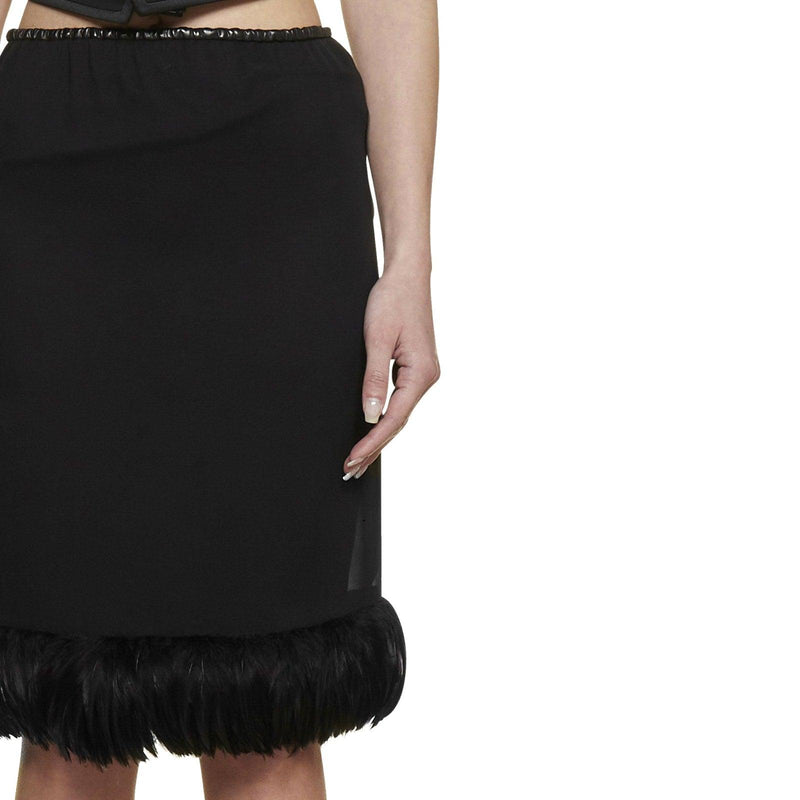 Saint Laurent Feathers Trim Silk Skirt - Women - Piano Luigi