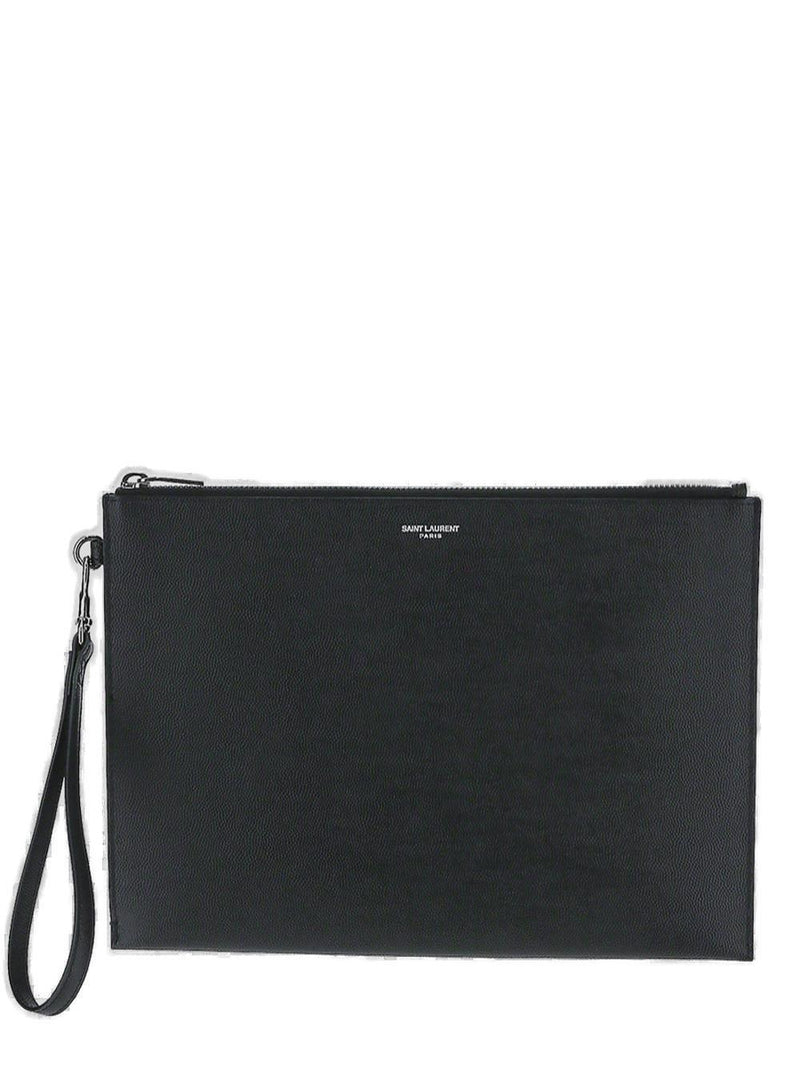 Saint Laurent Logo Printed Zip-up Clutch Bag - Men - Piano Luigi