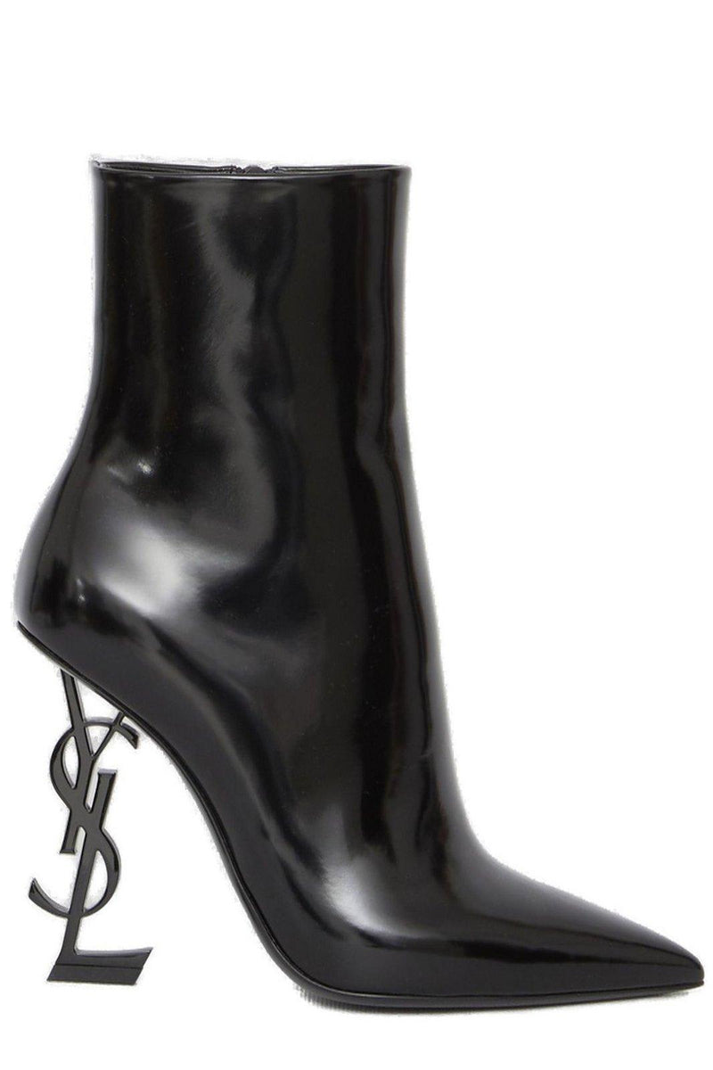 Saint Laurent Opyum Logo Plaque Pointed Toe Boots - Women - Piano Luigi