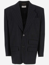 Saint Laurent Oversized Wool Felt Pinstripe Jacket - Women - Piano Luigi