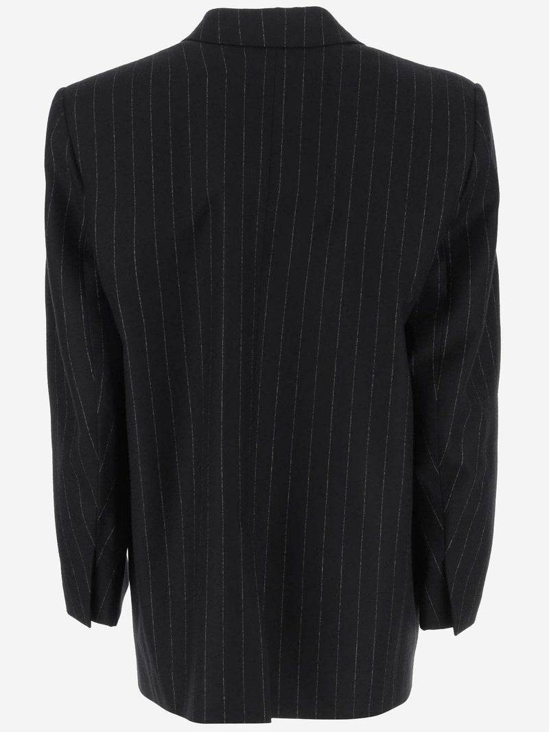 Saint Laurent Oversized Wool Felt Pinstripe Jacket - Women - Piano Luigi