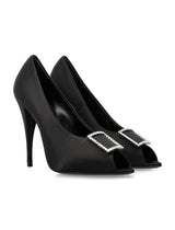 Saint Laurent Peep Pumps In Satin Crepe - Women - Piano Luigi