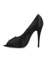 Saint Laurent Peep Pumps In Satin Crepe - Women - Piano Luigi