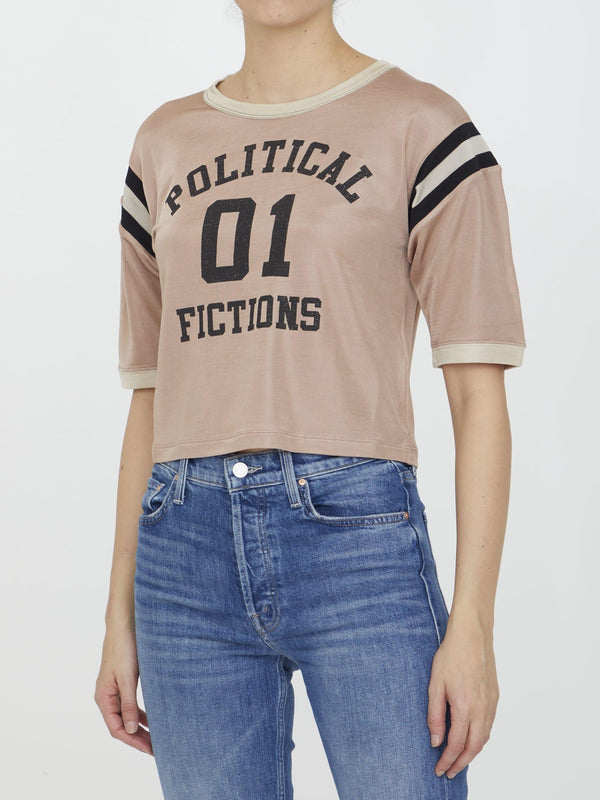 Saint Laurent Political Fictions Cropped T-shirt - Women - Piano Luigi