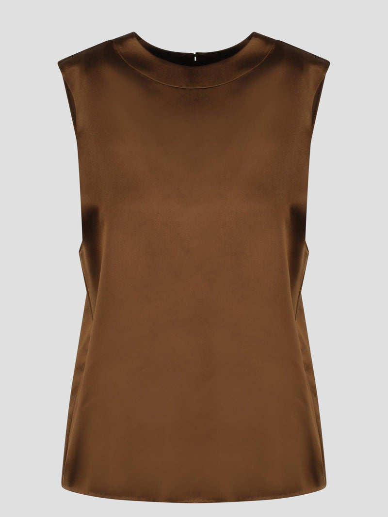 Saint Laurent Silk Satin Crepe Tank Top - Women - Piano Luigi