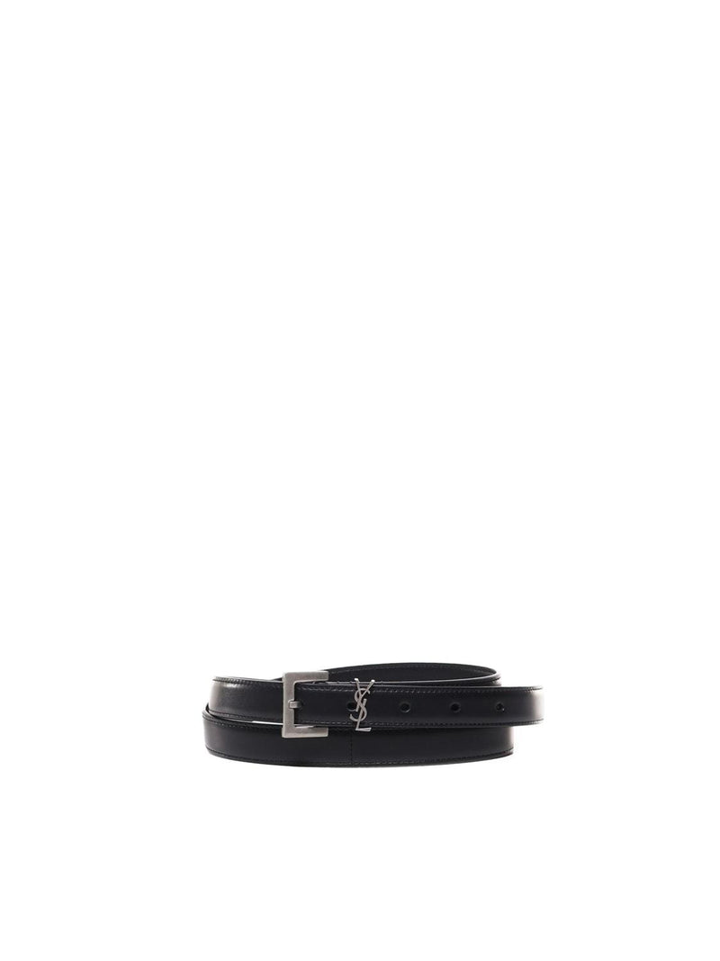 Saint Laurent Thin Cassandre Leather Belt - Men - Piano Luigi