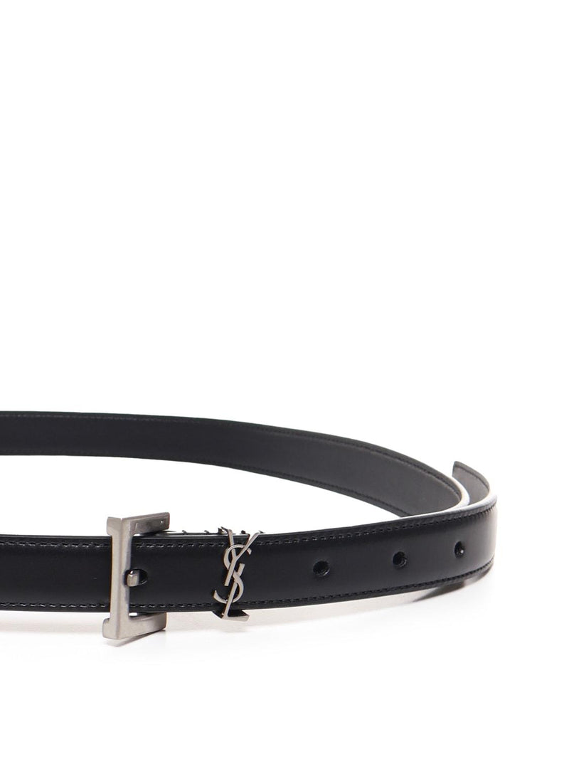 Saint Laurent Thin Cassandre Leather Belt - Men - Piano Luigi