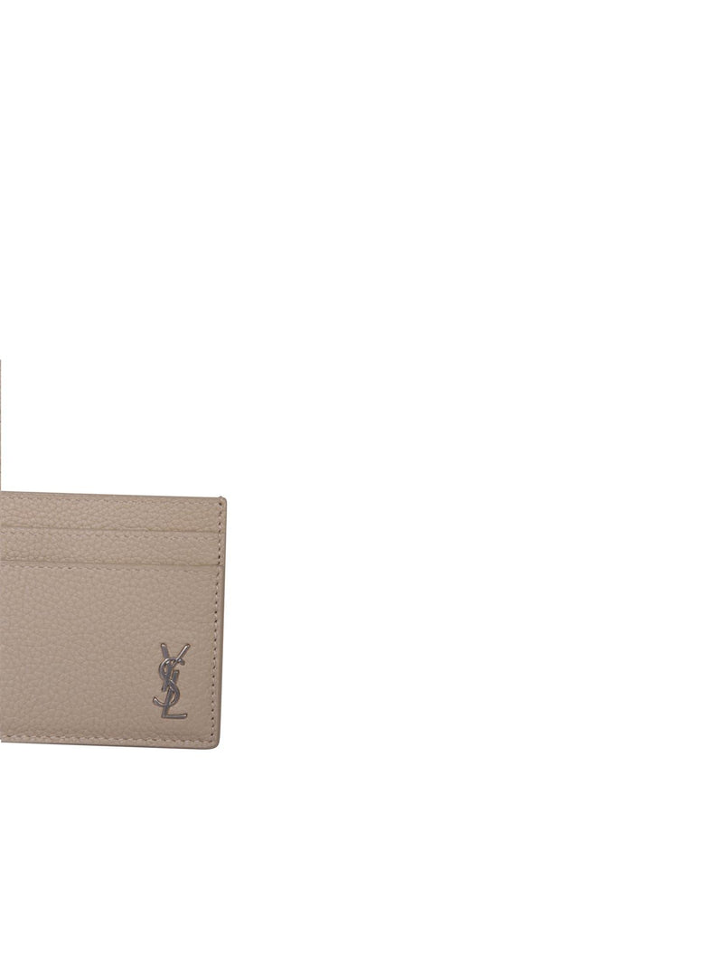 Saint Laurent Tiny Cassandre Beige Cardholder - Men - Piano Luigi