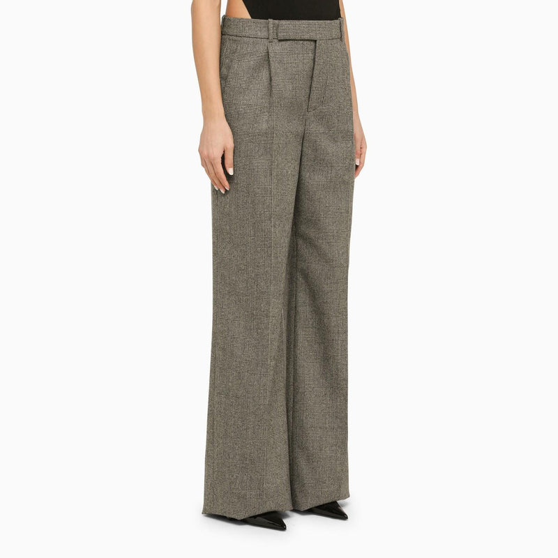 Saint Laurent Wide Black Melange Trousers - Women - Piano Luigi