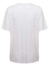 Saint Laurent Womans White Cotton T-shirt With Heart Print - Women - Piano Luigi