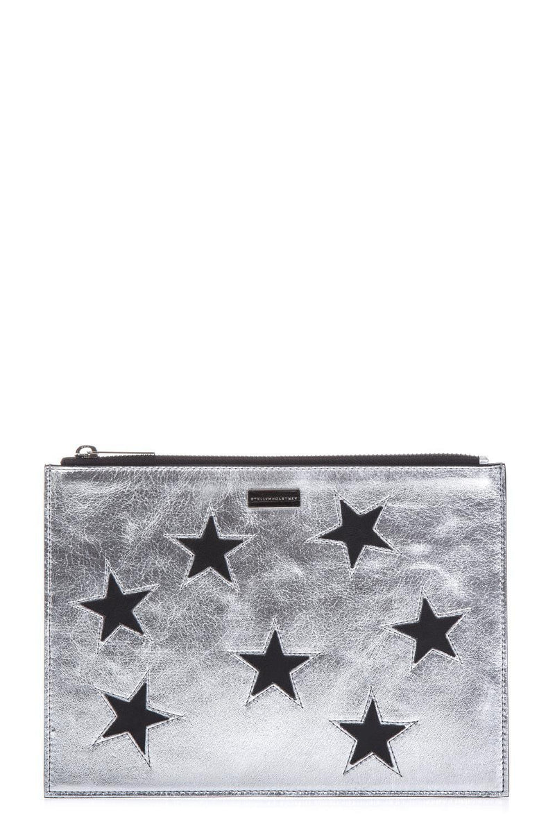 Stella McCartney Stars Silver Faux Leather Clutch - Women - Piano Luigi