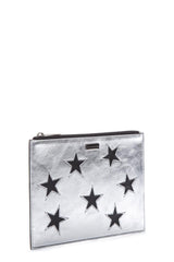 Stella McCartney Stars Silver Faux Leather Clutch - Women - Piano Luigi