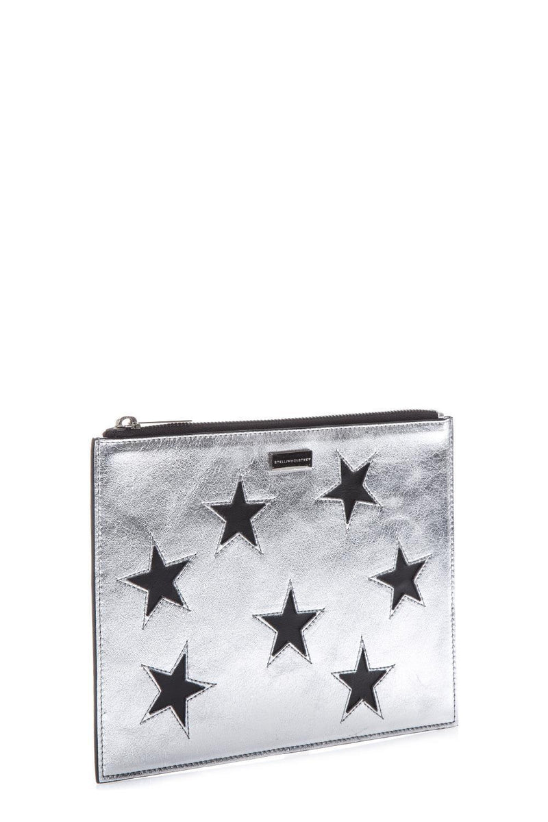 Stella McCartney Stars Silver Faux Leather Clutch - Women - Piano Luigi