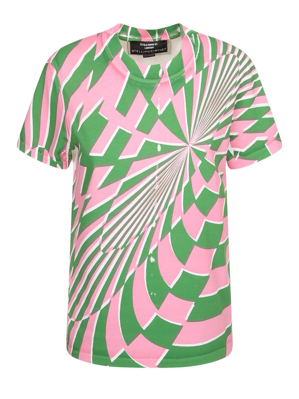 Stella McCartney T-shirt Optical Rosa/verde - Women - Piano Luigi
