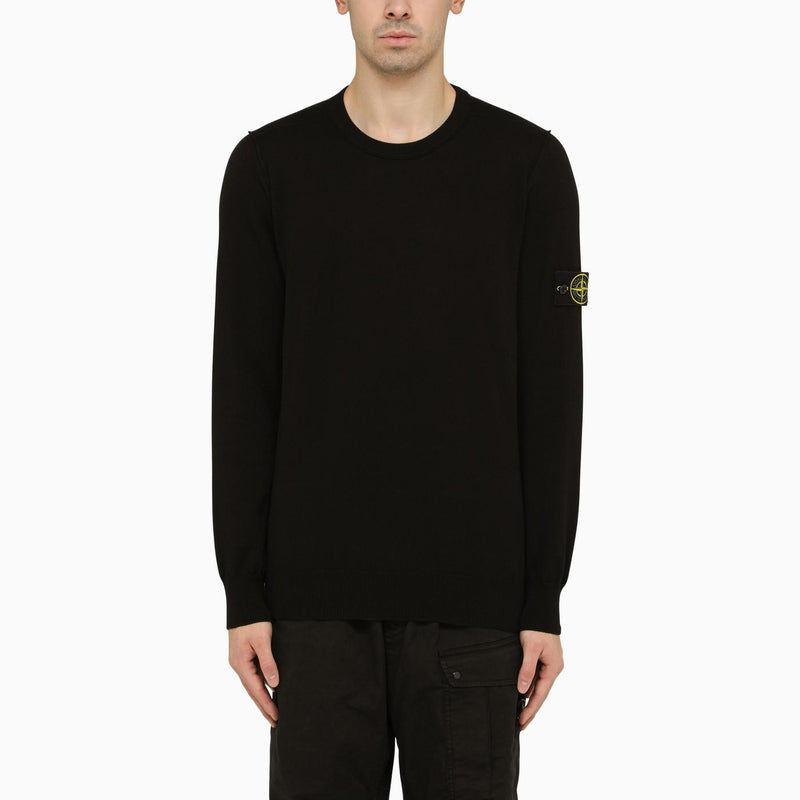 Stone Island Black Crew-neck Pullover With Logo - Men - Piano Luigi