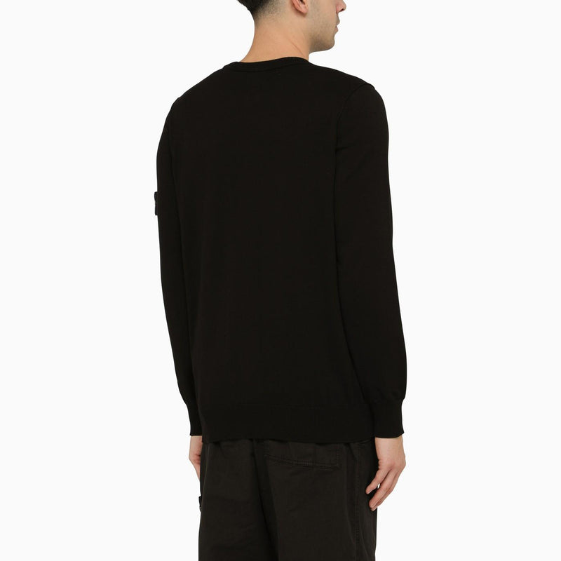 Stone Island Black Crew-neck Pullover With Logo - Men - Piano Luigi