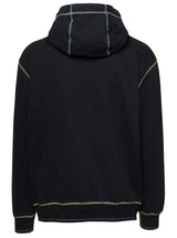 Stone Island Black Hoodie With Contrasting Embroidered Logo In Cotton Man - Men - Piano Luigi