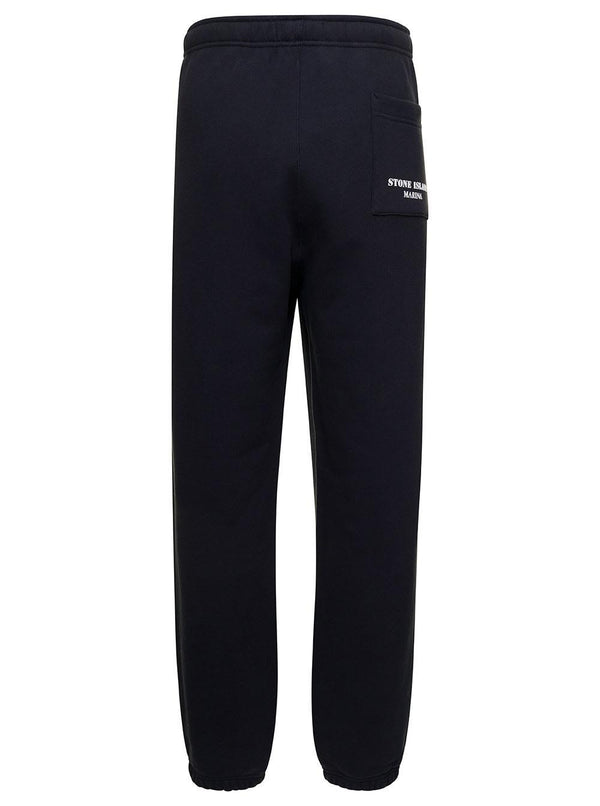 Stone Island Blue Jogger Pants With Contrasting Logo Embroidery In Cotton Woman - Men - Piano Luigi