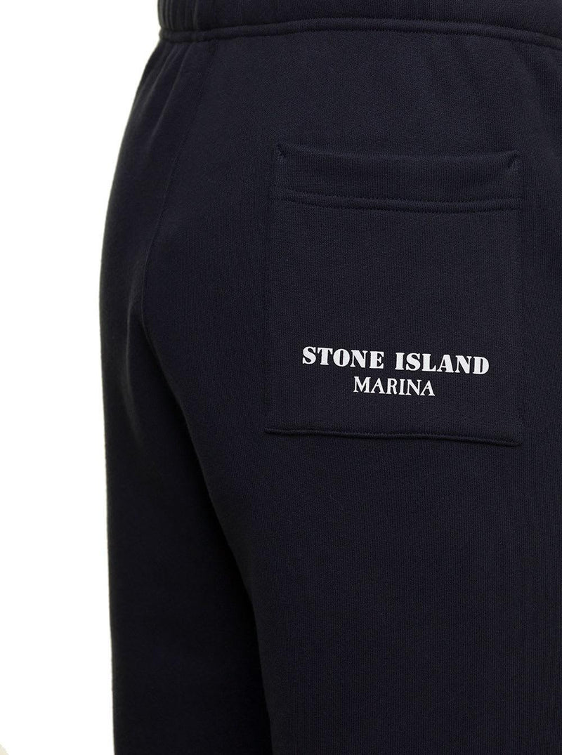 Stone Island Blue Jogger Pants With Contrasting Logo Embroidery In Cotton Woman - Men - Piano Luigi