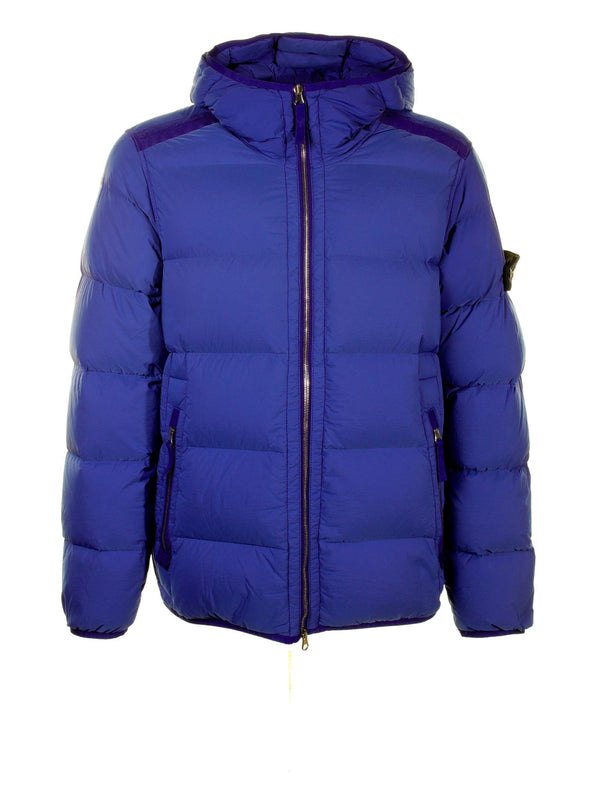 Stone Island Blue Quilted Down Jacket With Hood - Men - Piano Luigi