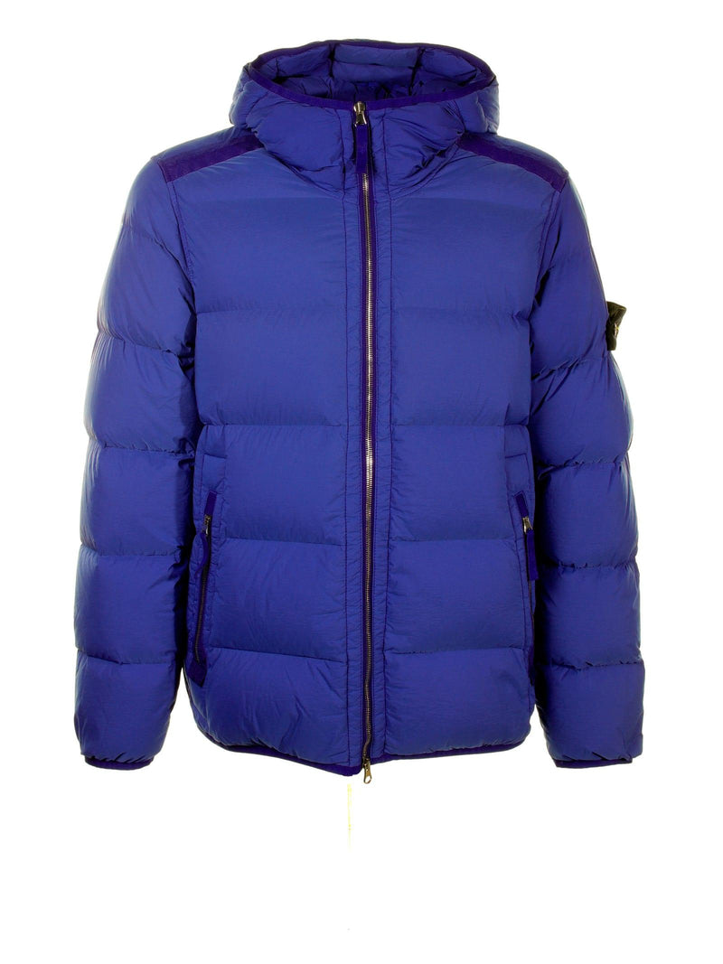 Stone Island Blue Quilted Down Jacket With Hood - Men - Piano Luigi